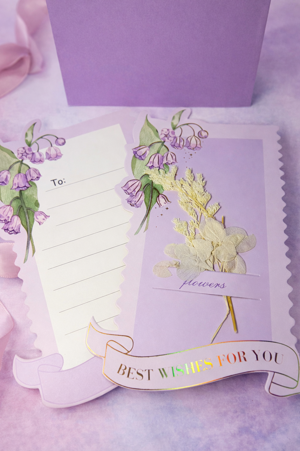 Lavender Floral 3D Greeting Card โ Best Wishes