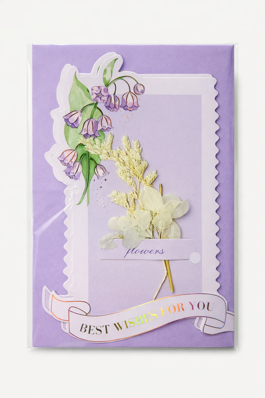 Lavender Floral 3D Greeting Card – Best Wishes