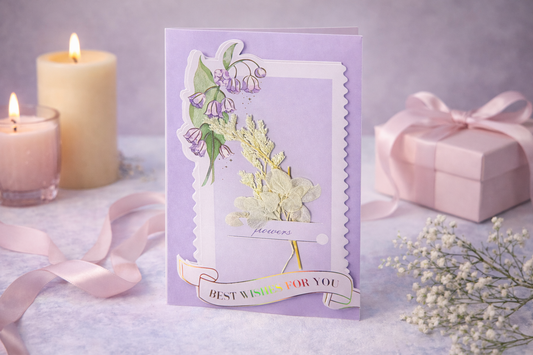 Lavender Floral 3D Greeting Card – Best Wishes