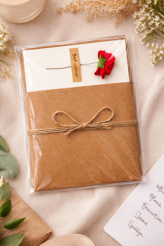 Handmade “Best Wishes” Greeting Card with Paper Flower