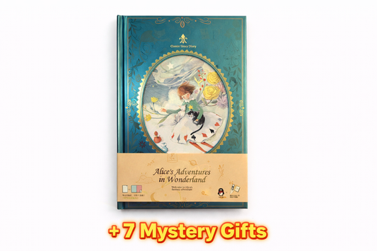 Alice in Wonderland Notebook – Classic Story Diary + 7 Mystery Gifts. Emerald
