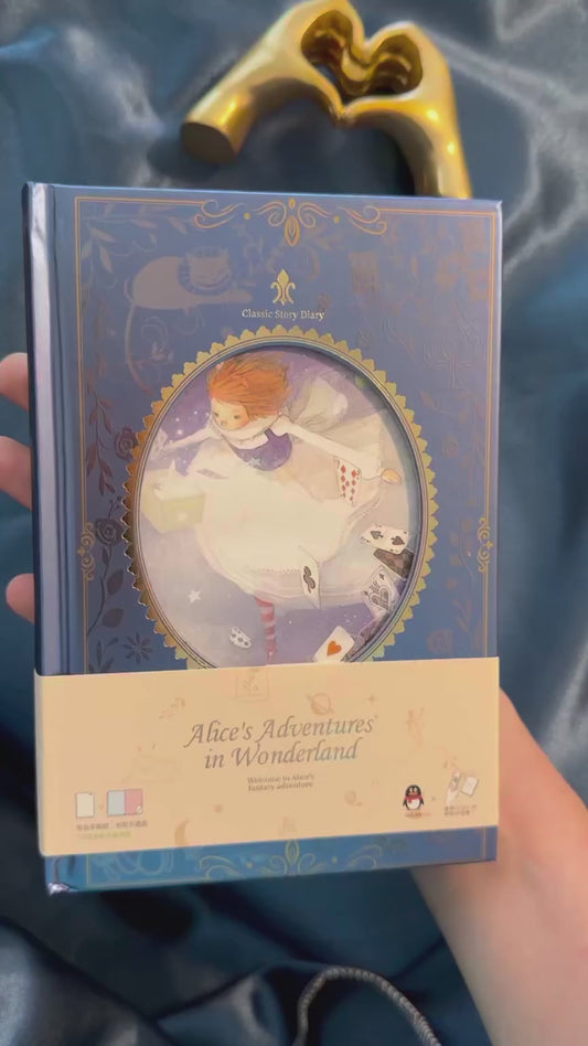 Alice in Wonderland Notebook + 7 Mystery Gifts. Royal Blue
